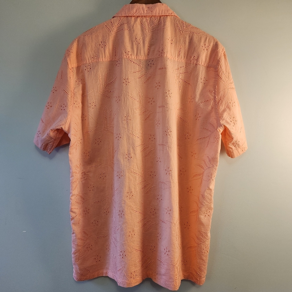 Free Planet Peach Eyelet Cotton Shirt - Tropical Resort Vibes - Picture 6 of 11